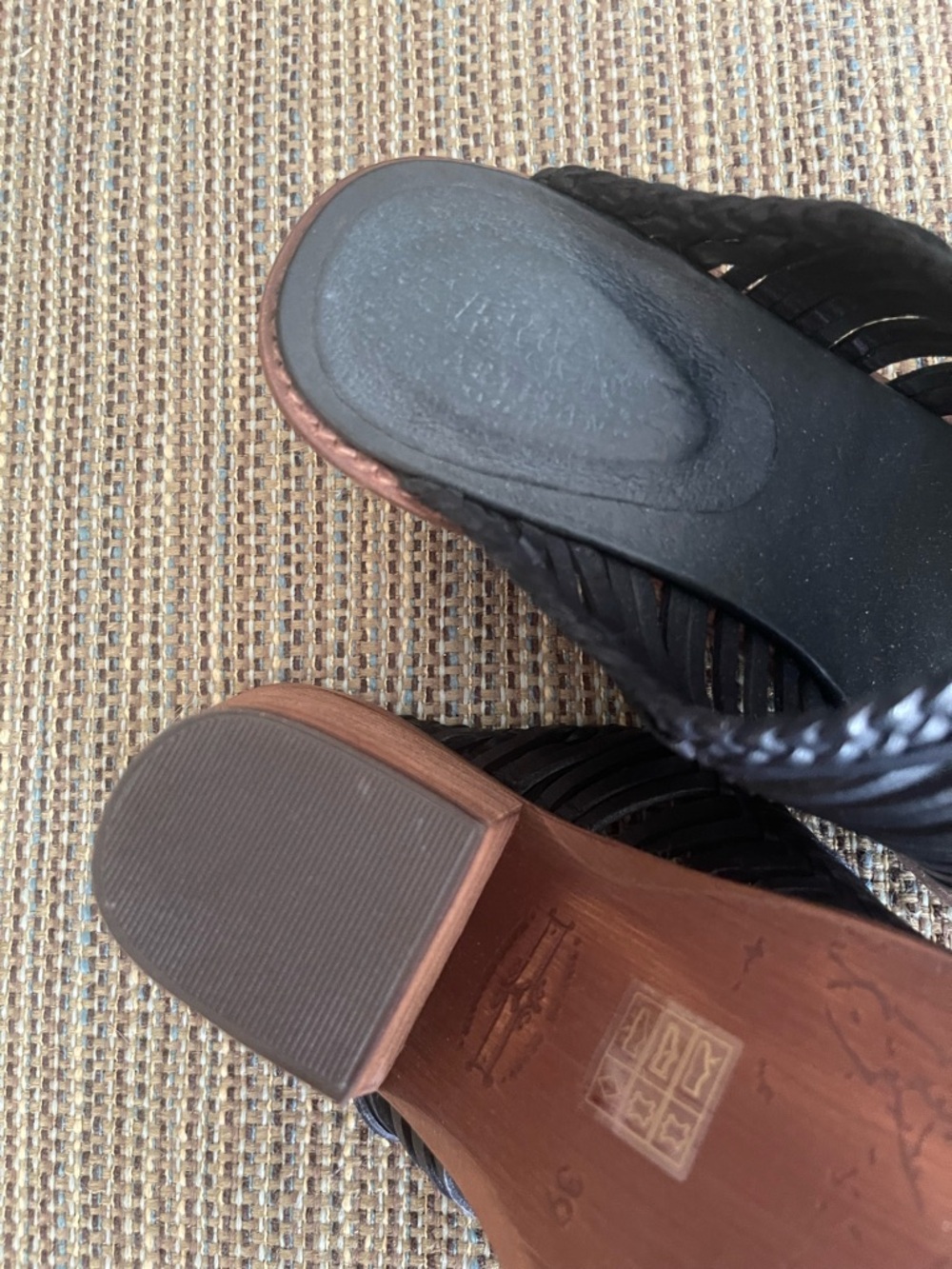 Sundance Bella Notte Black Woven Leather Mule Heels View 4